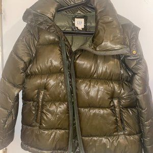 Olive Hooded Puffer Coat